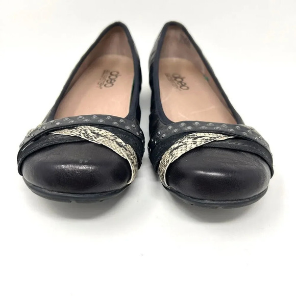 Abeo Toni Black Leather Slip On Comfort Ballet Flat Shoes Women’s Size 7N - Picture 5 of 11